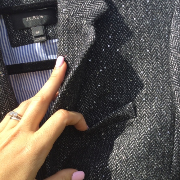 J. Crew 0P Metallic Black Blazer one button Dark academia business 0 petite work - Picture 8 of 15